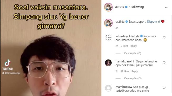 Kabar Vaksin Nusantara Bingungkan Rakyat, dr Tirta: Saya Dukung BPOM