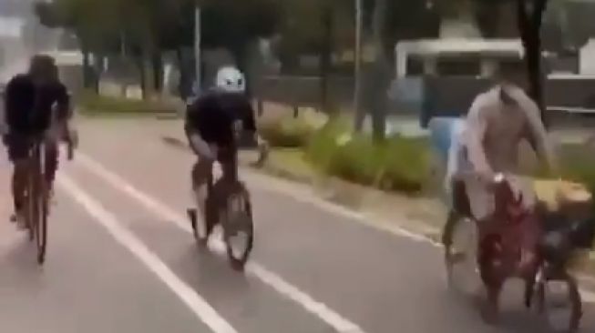 Viral Penjual Kopi Starling Melaju Kencang, Pesepeda Roadbike Sampai Kalah