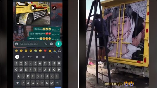 Viral, Pria Ini Bikin Lukisan Wajah Pacar di Belakang Truk (tiktok.com/@ilaaquu)