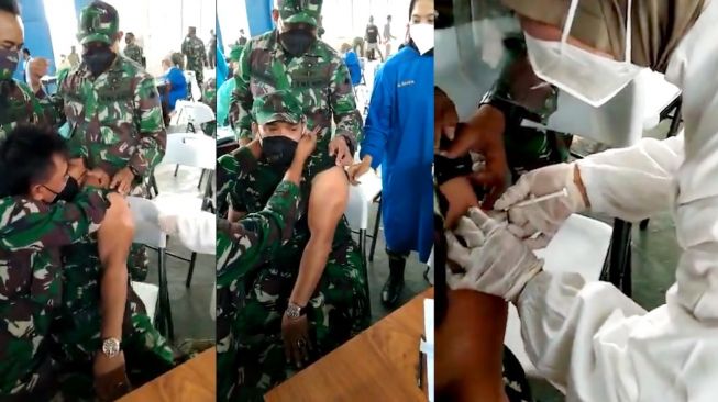 Viral! Momen Anggota TNI Nangis Histeris karena Takut Disuntik