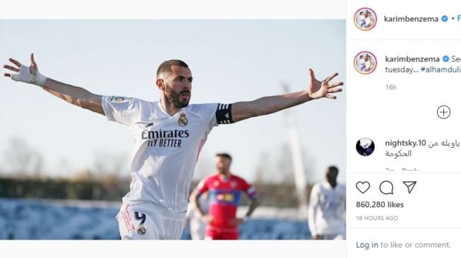 Striker Real Madrid, Karim Benzema, ucapkan alhamdulillah. (Instagram/karimbenzema)