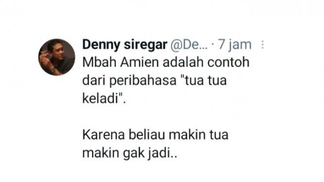 Screenshot cuitan Denny Siregar ke Amien Rais. [ist]