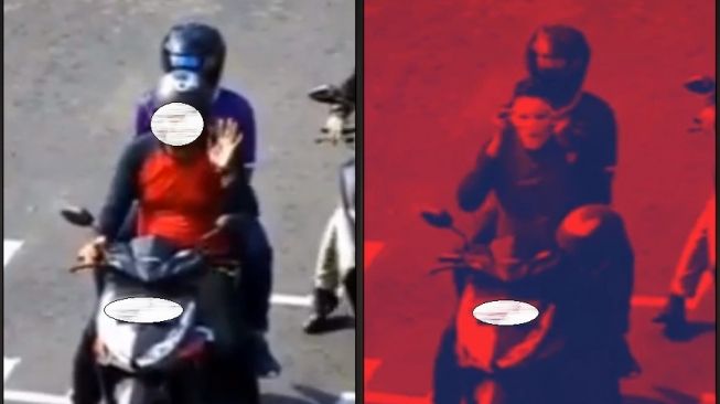 Seorang pemotor membuat kejutan saat ditegur menggunakan masker (TikTok)