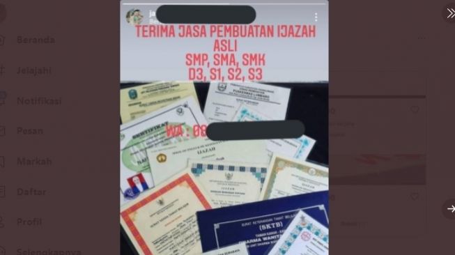 Viral Iklan Olshop Jual Ijazah Palsu di Media Sosial, Tarif Mulai Rp 2 Juta