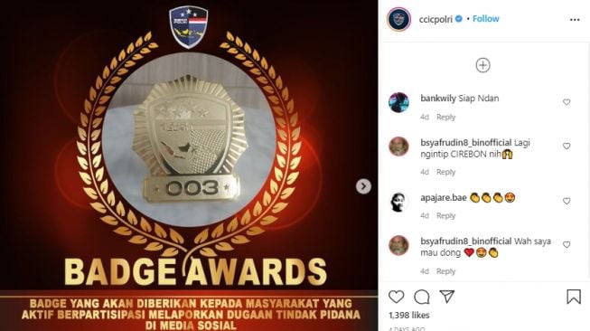 Pelapor Pelanggaran di Medsos Dapat Badge, Warganet Beri Komentar Kocak