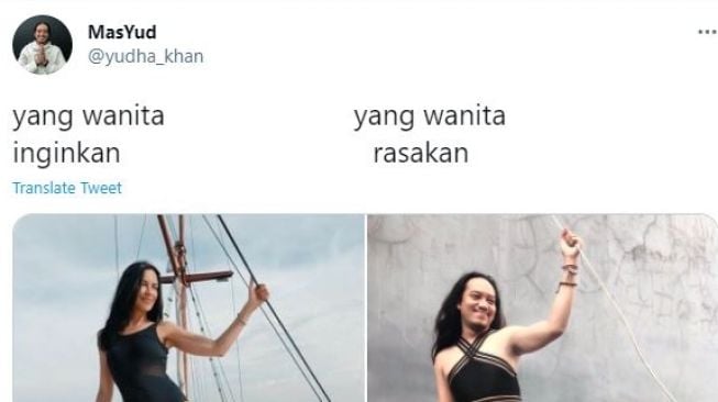 Pose Seksi Pakai Baju Renang, Viral Pria Ini Dibilang Mirip Sophia Latjuba