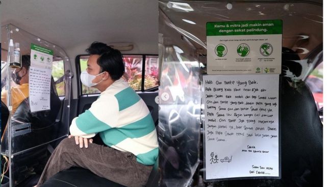 Rizky Febian dibikin terenyuh membaca surat yang berada di kabin mobil taksi online (Instagram)