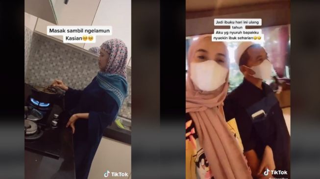 Viral Ibu Dicuekin Suami, Ternyata Dapat Kado Ultah (tiktok.com/@elizasifaa)