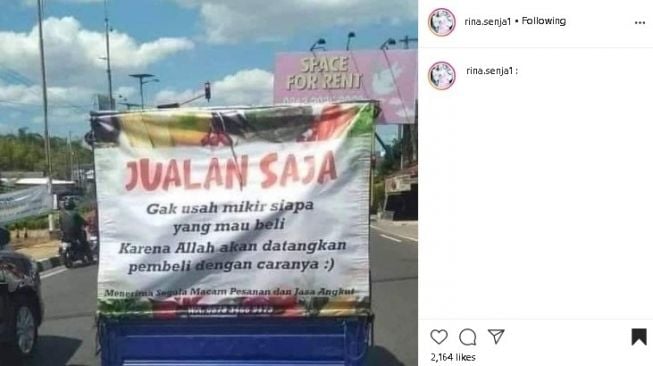 Tulisan menyentuh hati seorang penjual. (Instagram/@rina.senja1)