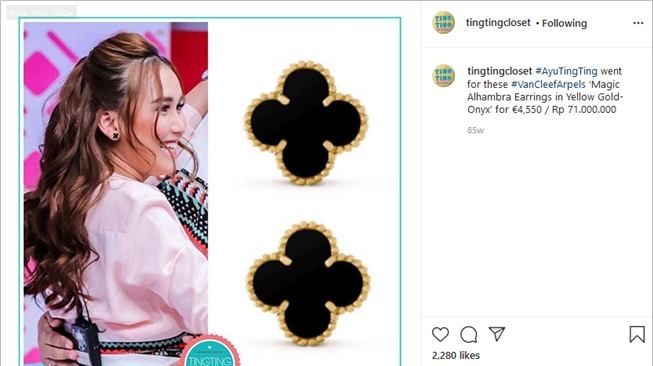 5. koleksi anting lucu Ayu Ting Ting. (Instagram/@tingtingcloset)