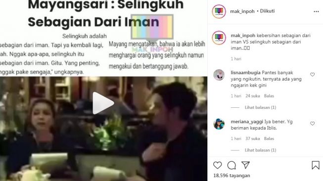 Unggahan soal Mayangsari [Instagram/@mak_inpoh]