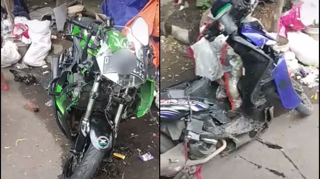 Viral Moge Ngebut Tabrak Ojol, Yamaha Mio Soul Nyaris Terbelah Dua