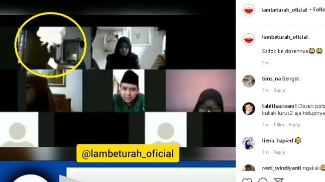 Mahasiswa pakai jurus menghilang saat kelas online (instagram.com/@lambeturah_oficial)