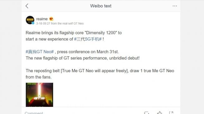 Realme GT Neo. [Weibo]