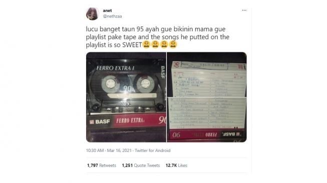 Mixtape isi lagu romantis. [Twitter]