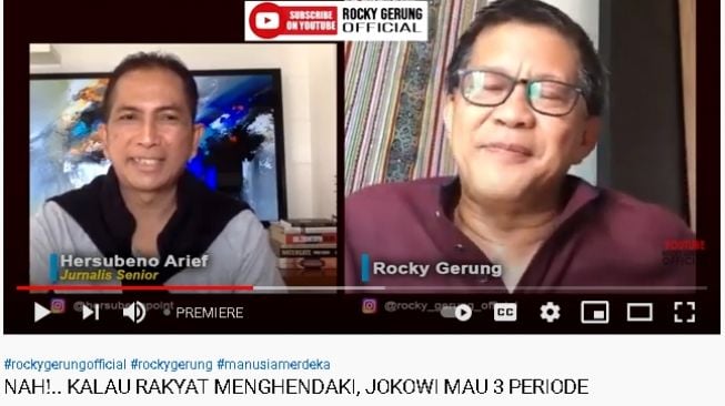 Rocky Gerung tanggapi hasil survei soal kepuasan anak muda pada Jokowi (Youtube)