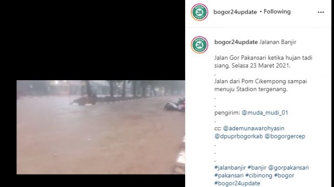 Jalan Raya Menuju Stadion Pakansari Bogor Banjir, Publik Soroti Ini