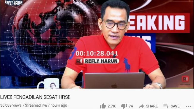 Refly Harun soal TP3 Laskar FPI sebut peradilan HRS sesat (youtube)