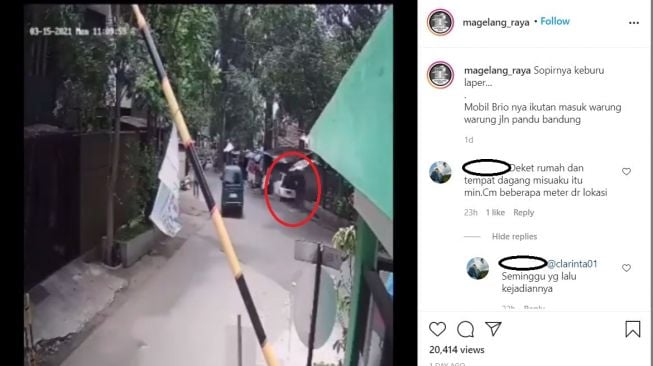 Honda Brio seruduk warung di pinggir jalan (Instagram)