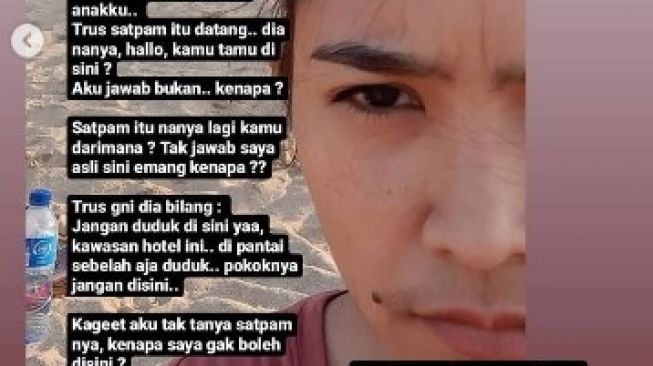 Viral warga Bali diusir dari pantai di Puri Santrian Sanur Bali dengan alasan pantai itu privat milik Hotel Puri Santrian. Warga Bali yang curhat itu adalah Mirah Sugandhi.