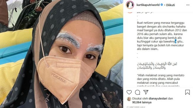 Kartika Putri beri penjelasan soal alisnya. [Instagram]