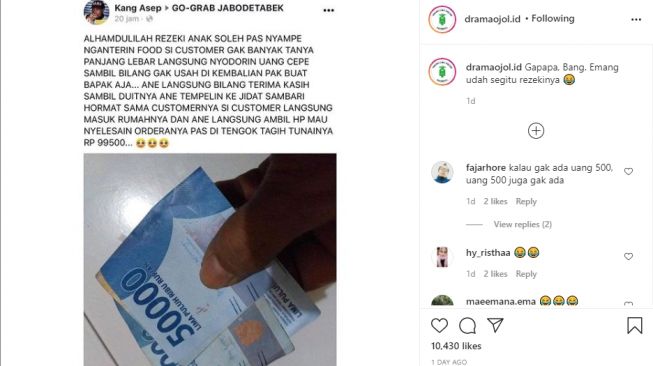 Dapat Tip dari Pelanggan, Cerita Driver Ojek Ini Bikin Tepok Jidat