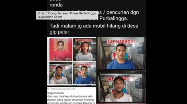 Duh! Viral di Medsos, Tahanan di Purbalingga Dikabarkan Kabur