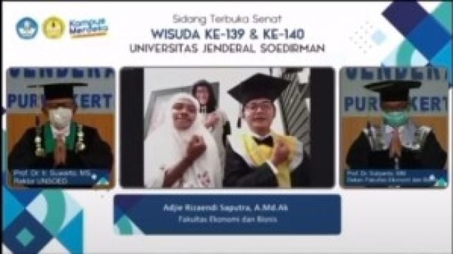 "Ibu" Berkumis Dampingi Wisuda Online, Rektor Unsoed Sampai Ketawa