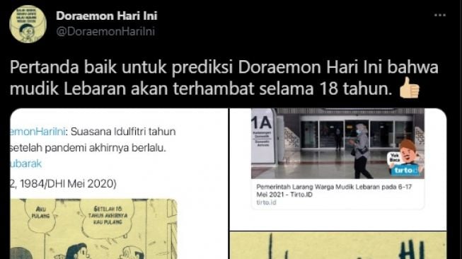 Viral Cocoklogi Doraemon soal Mudik: Terhambat Selama 18 Tahun