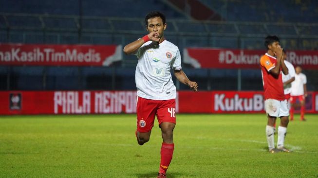  Selebrasi pemain Persija Jakarta Osvaldo Haay saat menjebol gawang Borneo FC di Piala Menpora 2021(dok. Persija).