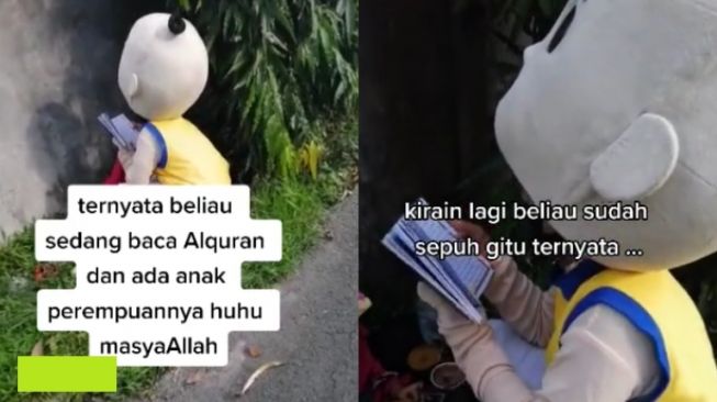 Menyentuh, Badut Baca Alquran Nyumput di Pinggir Jalan: Ibadah untuk Allah