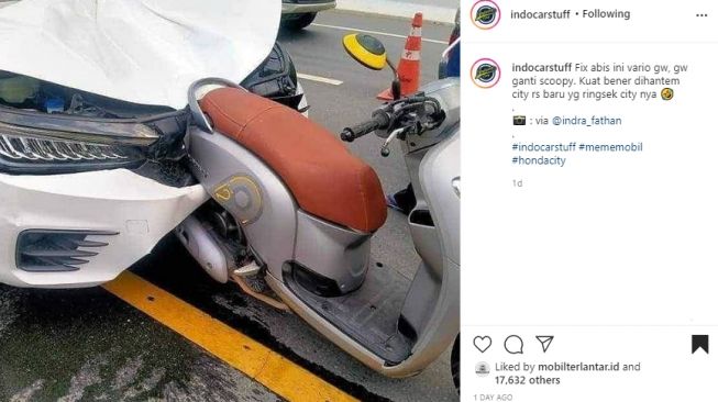 Viral Honda Scoopy Ditabrak Honda City. (Instagram)