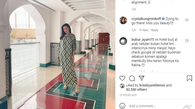 Raline Shah dituduh pakai sepatu di dalam masjid. [Instagram Raline Shah]