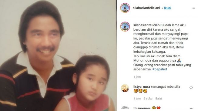 Salah seorang putri Hotma Sitompul, Sila akhirnya bicara di Instagram soal permasalahan orangtuanya. [Instagram]