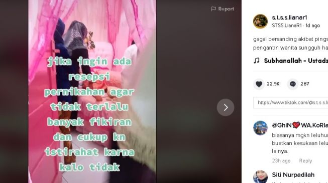 Pengantin menangis di pelaminan tanpa mempelai wanita. (TikTok/@s.t.s.s.lianar1)