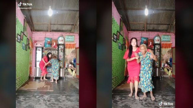 Viral Wanita Paksa Nenek Joget TikTok (tiktok.com/@intansarri26)