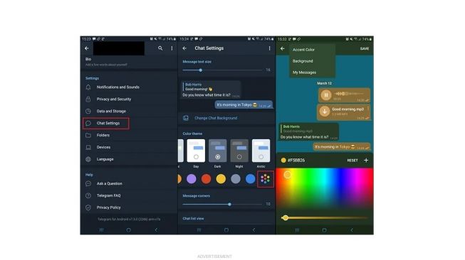 Fitur Telegram, mengubah warna tema. [Make Take Easier]