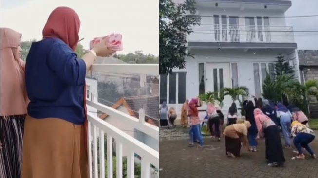 Viral Emak-emak Sebar Uang Rp 100 Juta, Publik Curiga Hanya Demi Konten