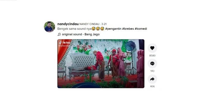 Tukang dekor ketiduran di pelaminan. [TikTok]