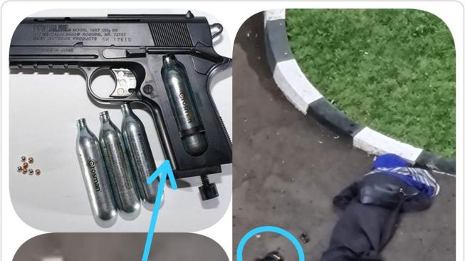 Penampakan senjata diduga airgun milik wanita terduga teroris yang menyerang Mabes Polri. (istimewa)