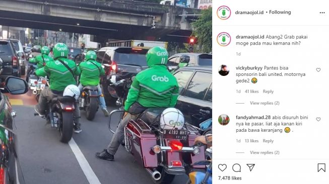 Naik Moge, Deretan Abang Ojek dengan Jaket Hijau Ini Bikin Warganet Salfok