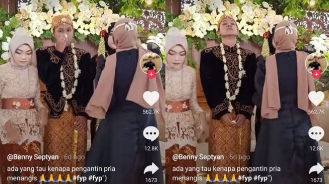 Pengantin Pria Menangis Sedih di Pelaminan, Sang Istri Beri Klarifikasi