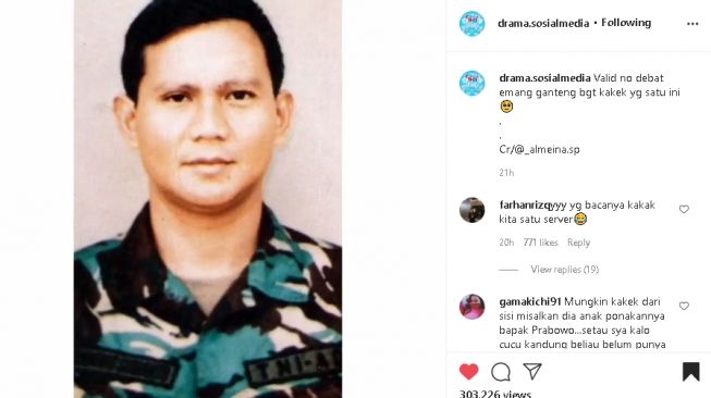 Gadis pamerkan foto Prabowo Subianto sebagai kakek paling ganteng (instagram.com/@drama.sosialmedia)