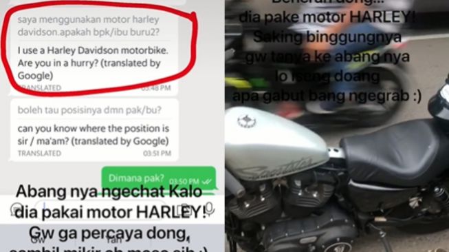 Driver Ojol Jemput Penumpang Pakai Harley, Publik: Orang Kaya Gabut