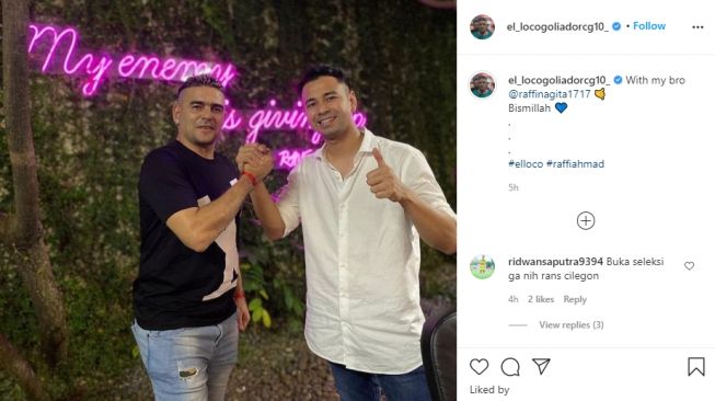 Cristian Gonzales bagikan potret bersama Raffi Ahmad. (Instagram/el_locogoliadorcg10_)