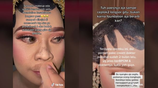 Penyebabnya Skincare, MUA Ini Curhat soal Rias Pengantin Luntur (tiktok.com/@karlinawidjaya)