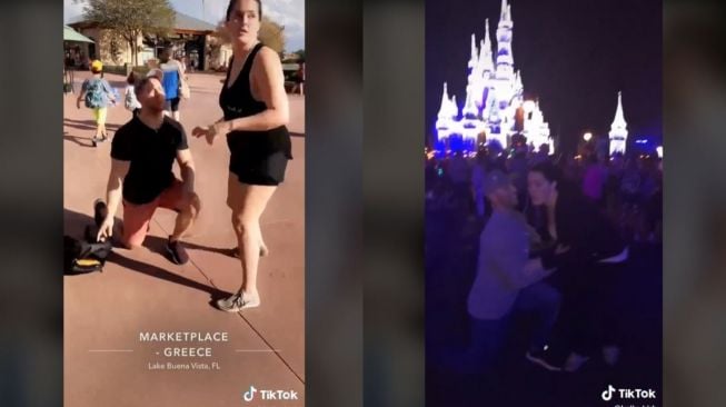 Melamar Pasangan Berkali-kali di Disneyland, Ulah Pria Ini Malah Bikin Kesal (tiktok.com/@kelly_kirb)