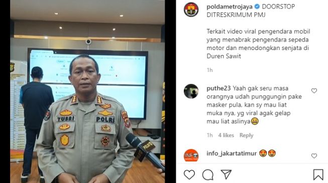 Penampakan koboi pengemudi Fortuner di Polda Metro Jaya. (Instagram/humaspoldametrojaya)