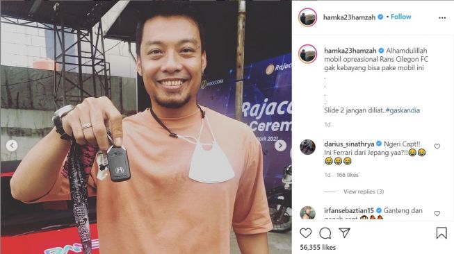 Hamka Hamzah pamer mobil operasional Cilegon FC, kuncinya pun disorot (Instagram)