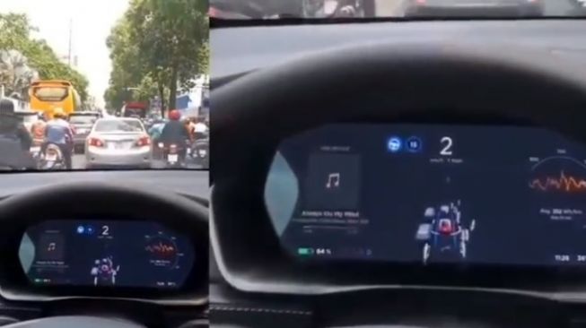 Fitur autopilot Tesla tak mampu bekerja dengan baik saat jalanan macet parah (Instagram)